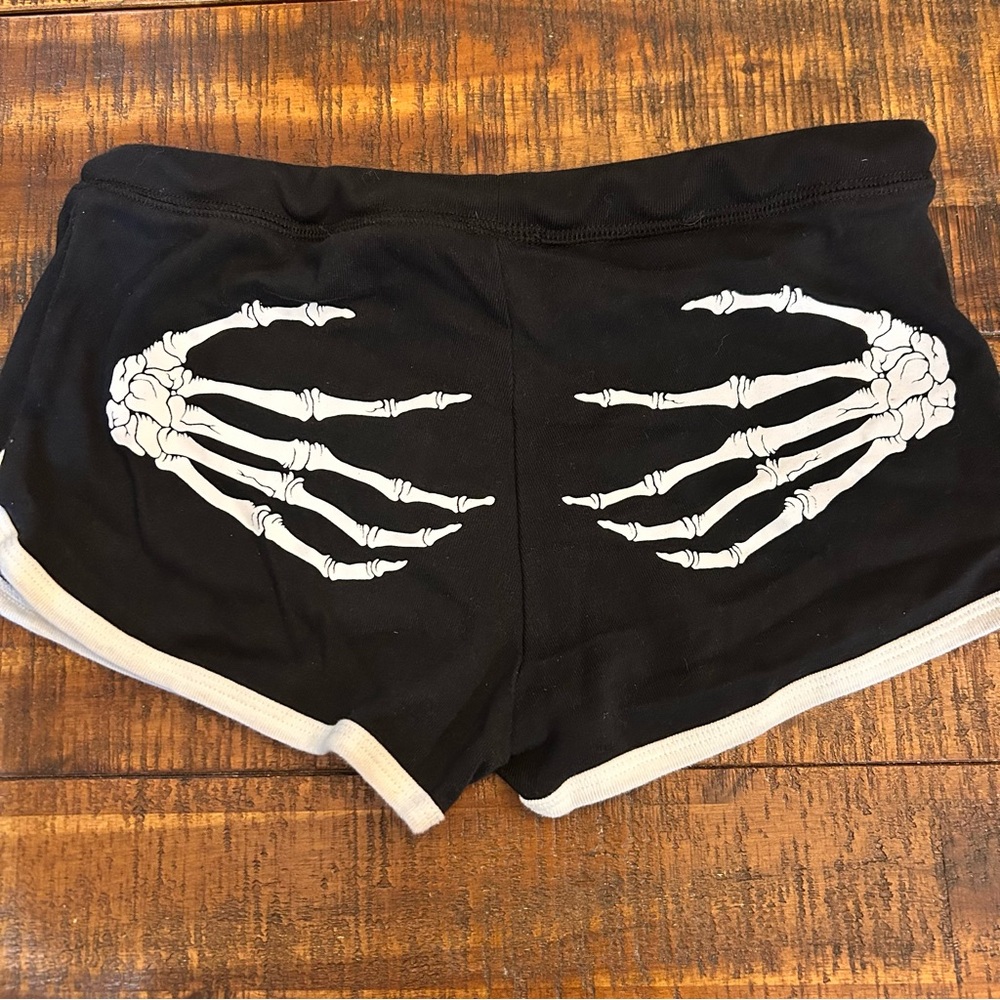 Too Fast- Skeleton Hands Booty Shorts - Picture 3 of 5